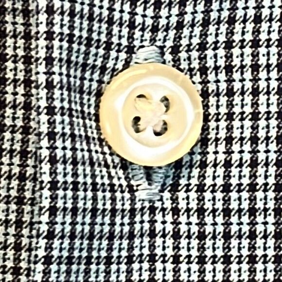 PETER MILLAR Summer Comfort Button Down Shirt Men's Large Blue Black Micro Plaid - Picture 7 of 14